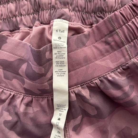 Lululemon pink camo shorts. Size 6, 4 inch inseam - Picture 3 of 3
